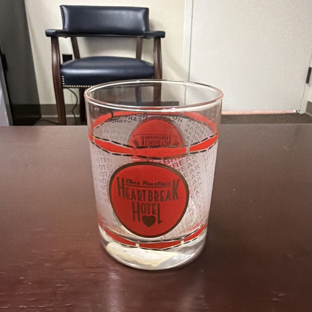 Vintage Signiture Elvis Presley Heartbreak Hotel Glass